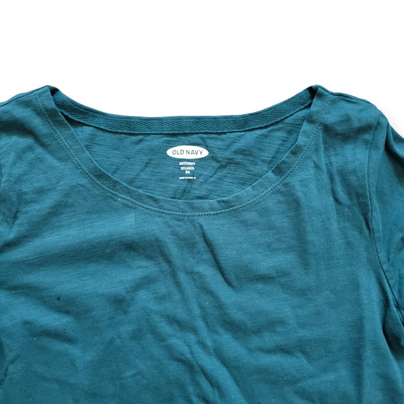 Old Navy Maternity Relaxed Long Sleeve Dark Teal Boatneck Slub Knit Tee Sz XS - Picture 6 of 7